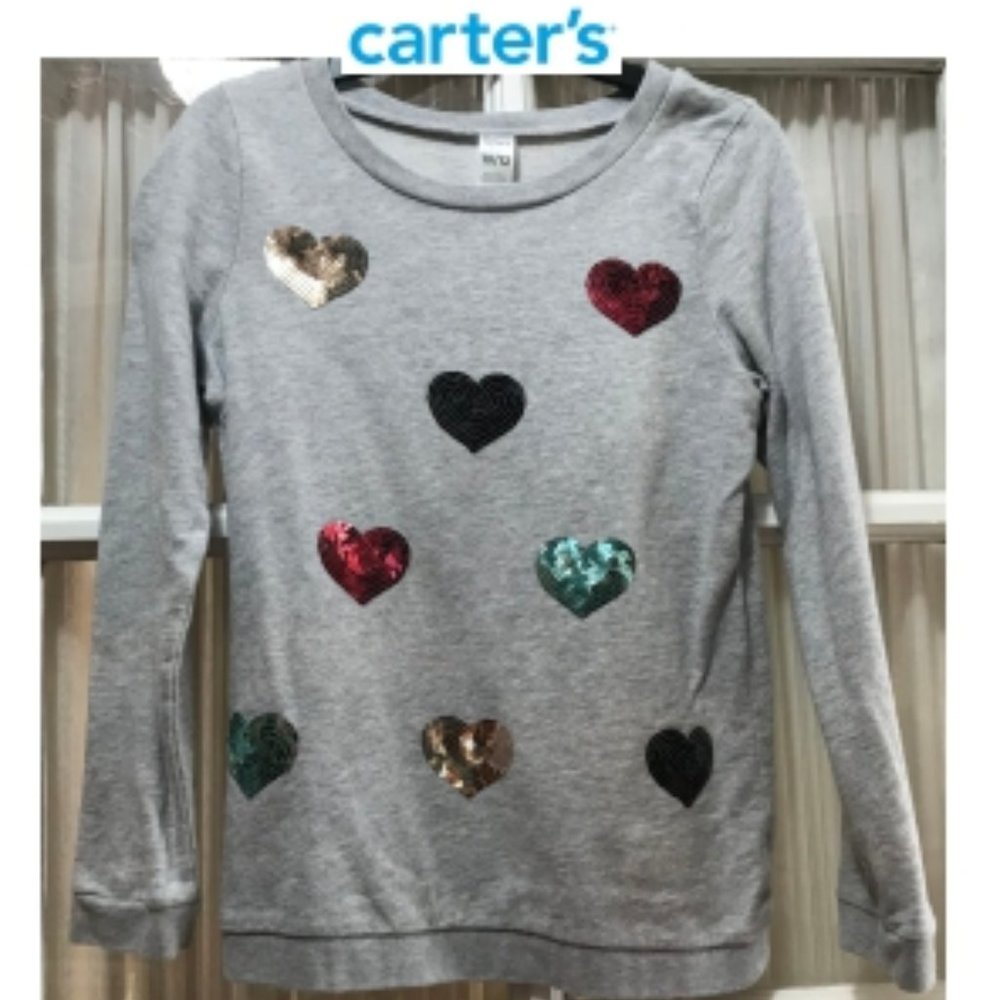 Carter's Kid gray long-sleeve top; girls' size 10/12. - Picture 1 of 4